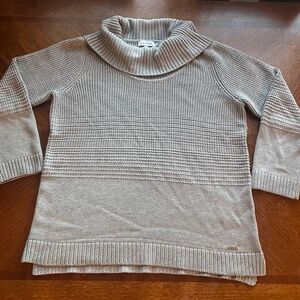 Calvin Klein Gray Cowl Neck Sweater | Textured Knit | Cozy & Chic